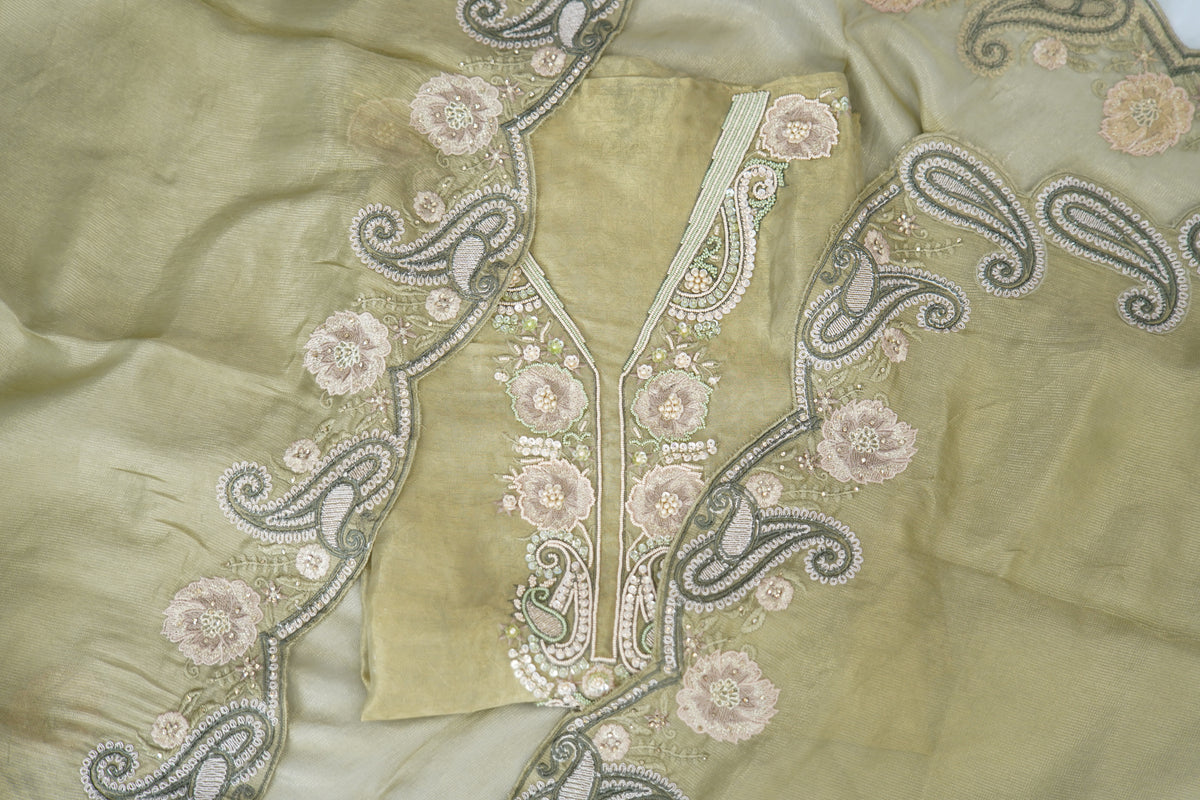 Kunbi silk top and dupatta, bottom Upada silk, multi thread work with hand work