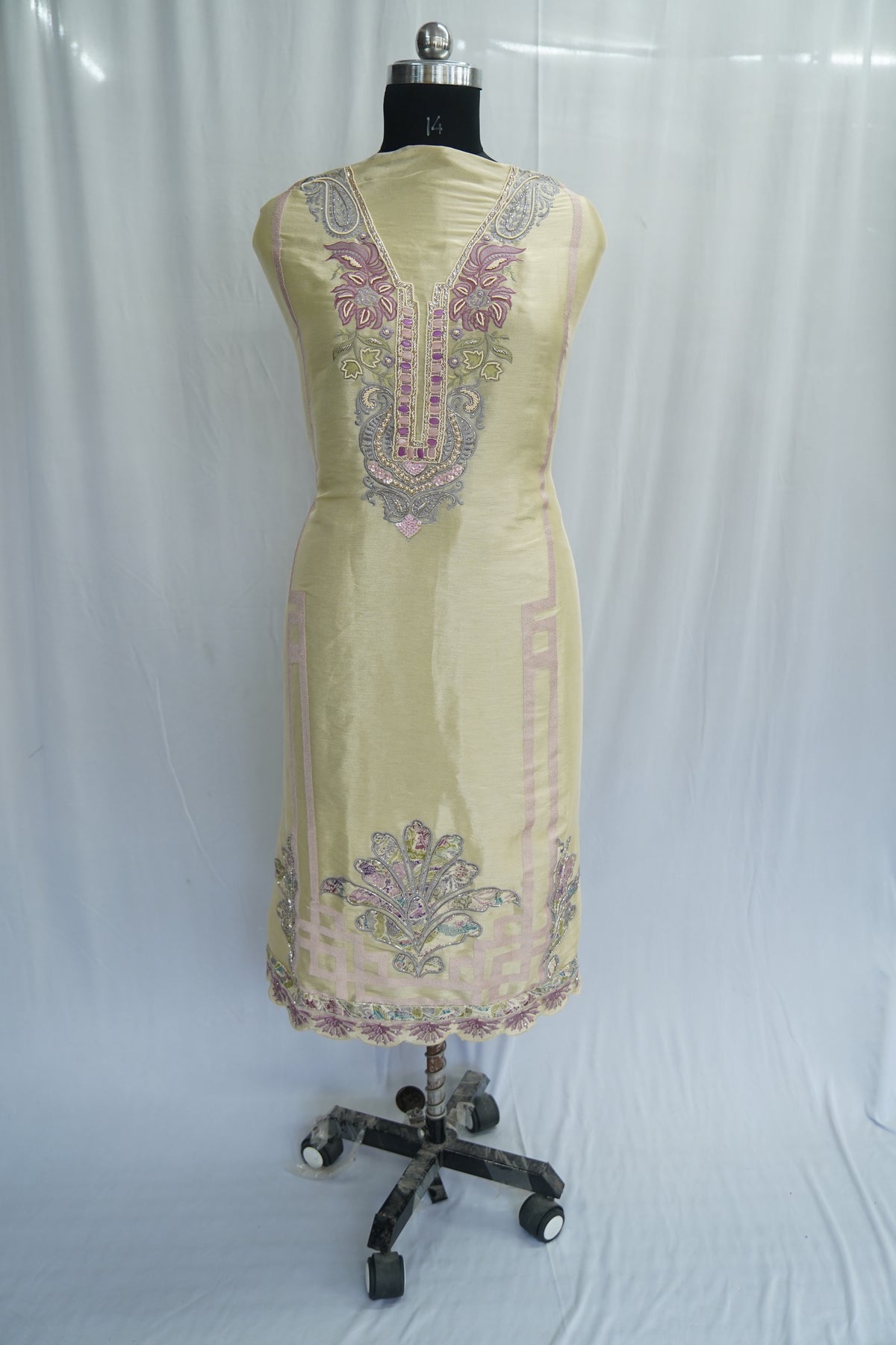 Jirraf tissue top and dupatta  with print, bottom Upada silk, multithread with patch work and hand work