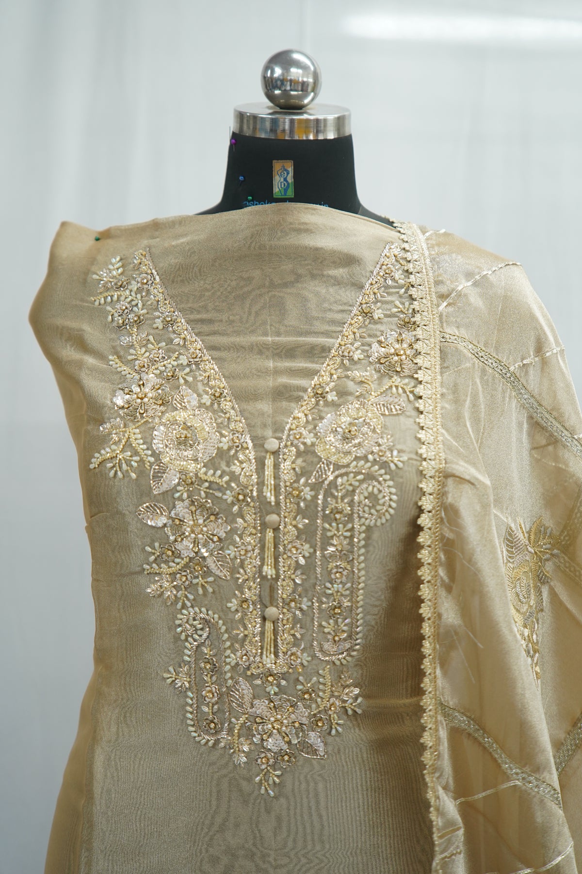 Tatwam silk top and dupatta, bottom Upada silk, thread and hand work