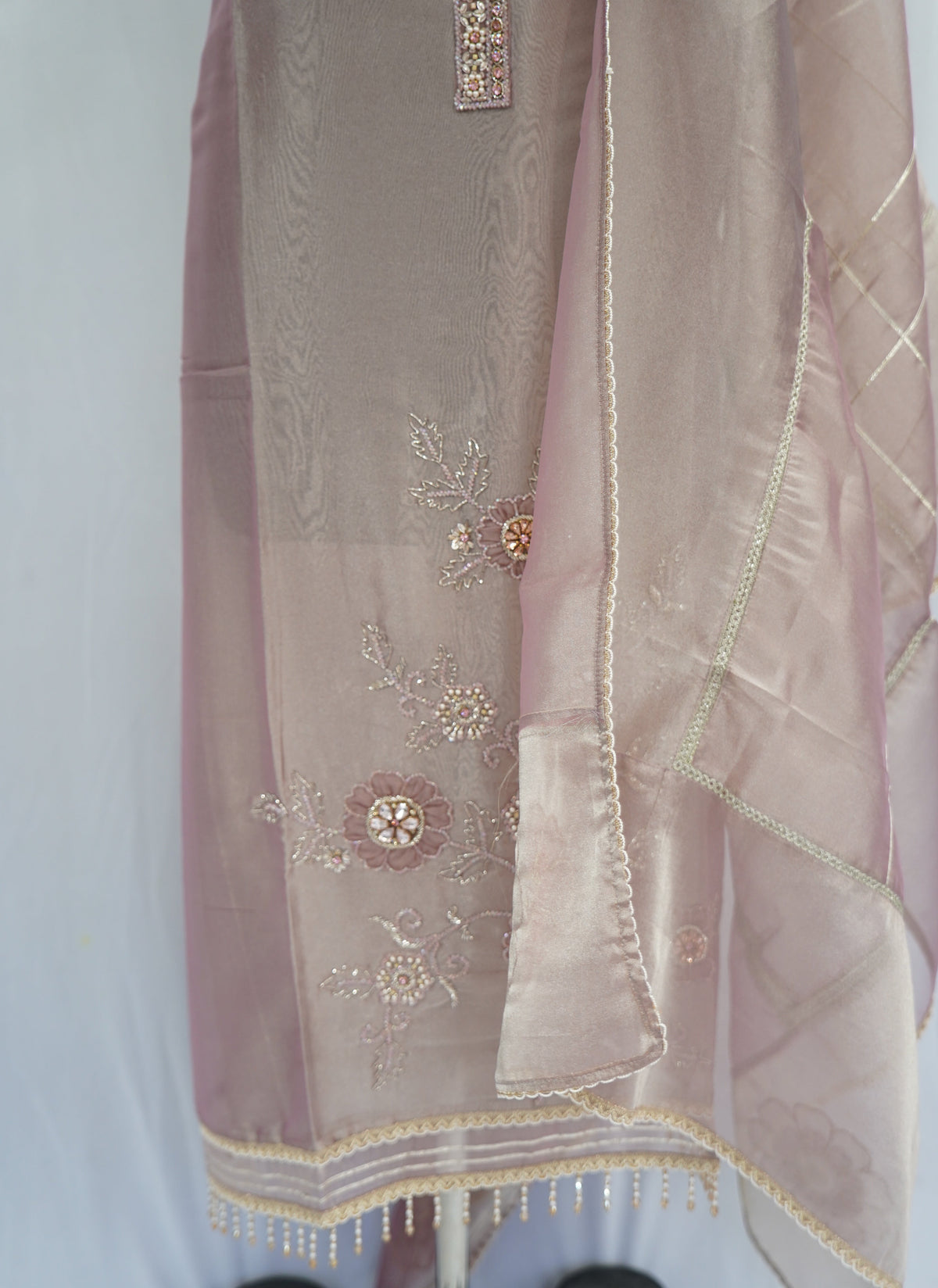 Nooria silk top and dupatta, Upada silk bottom, hand and thread work