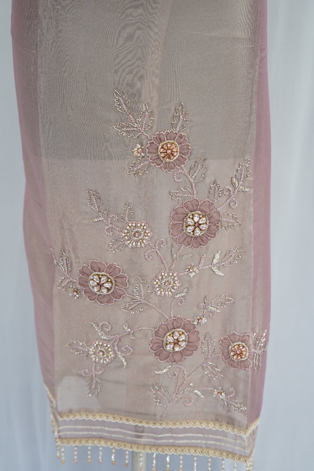 Nooria silk top and dupatta, Upada silk bottom, hand and thread work