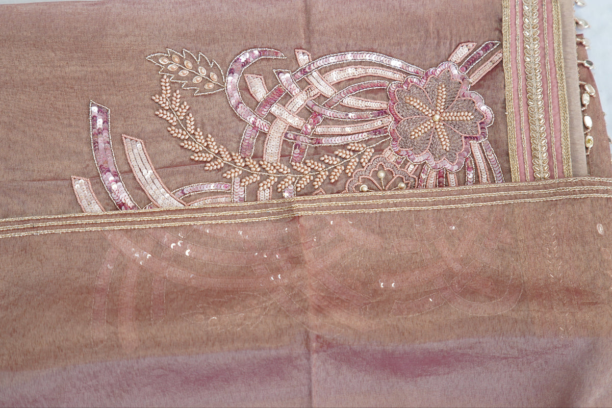 Tatwam silk top and dupatta, bottom Upada silk, hand work with lace work