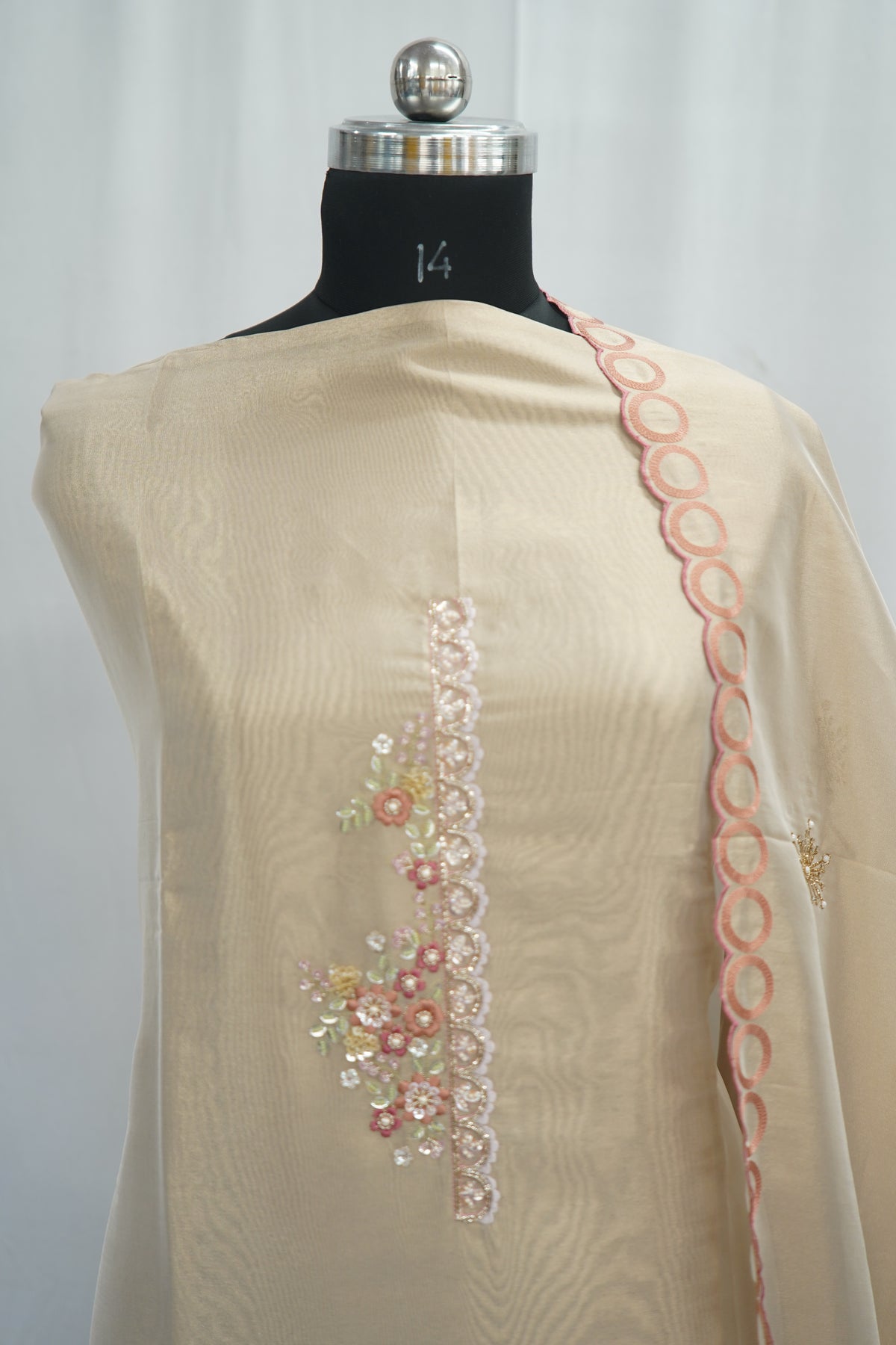 Tulfi silk top and dupatta, Upada silk bottom, thread cutwork dupatta embroidery and hand work