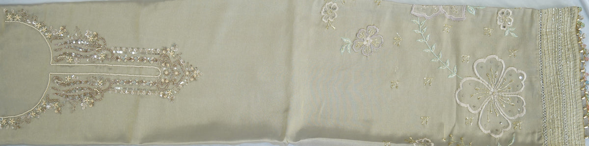 Sapphire silk top and top-to-bottom Upada silk, thread embroidery and hand work