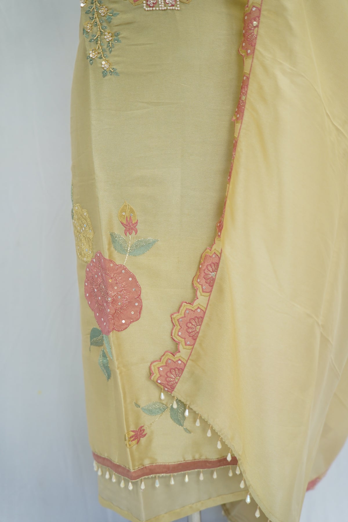 Jiraff tissue top and dupatta, bottom Upada silk, multithread with handwork, cutwork dupatta
