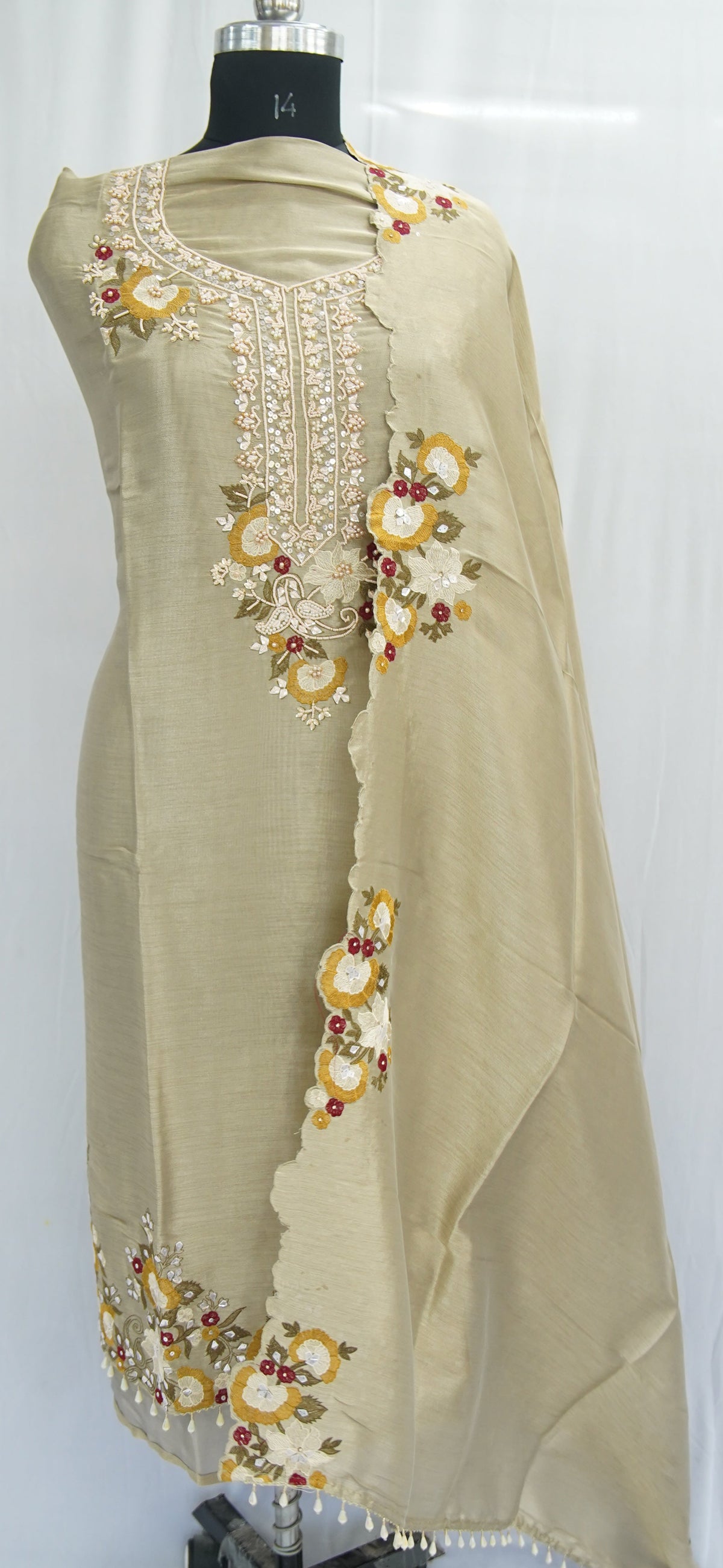 Jiraff silk shirt and dupatta, bottom Upada silk , thread work with hand work