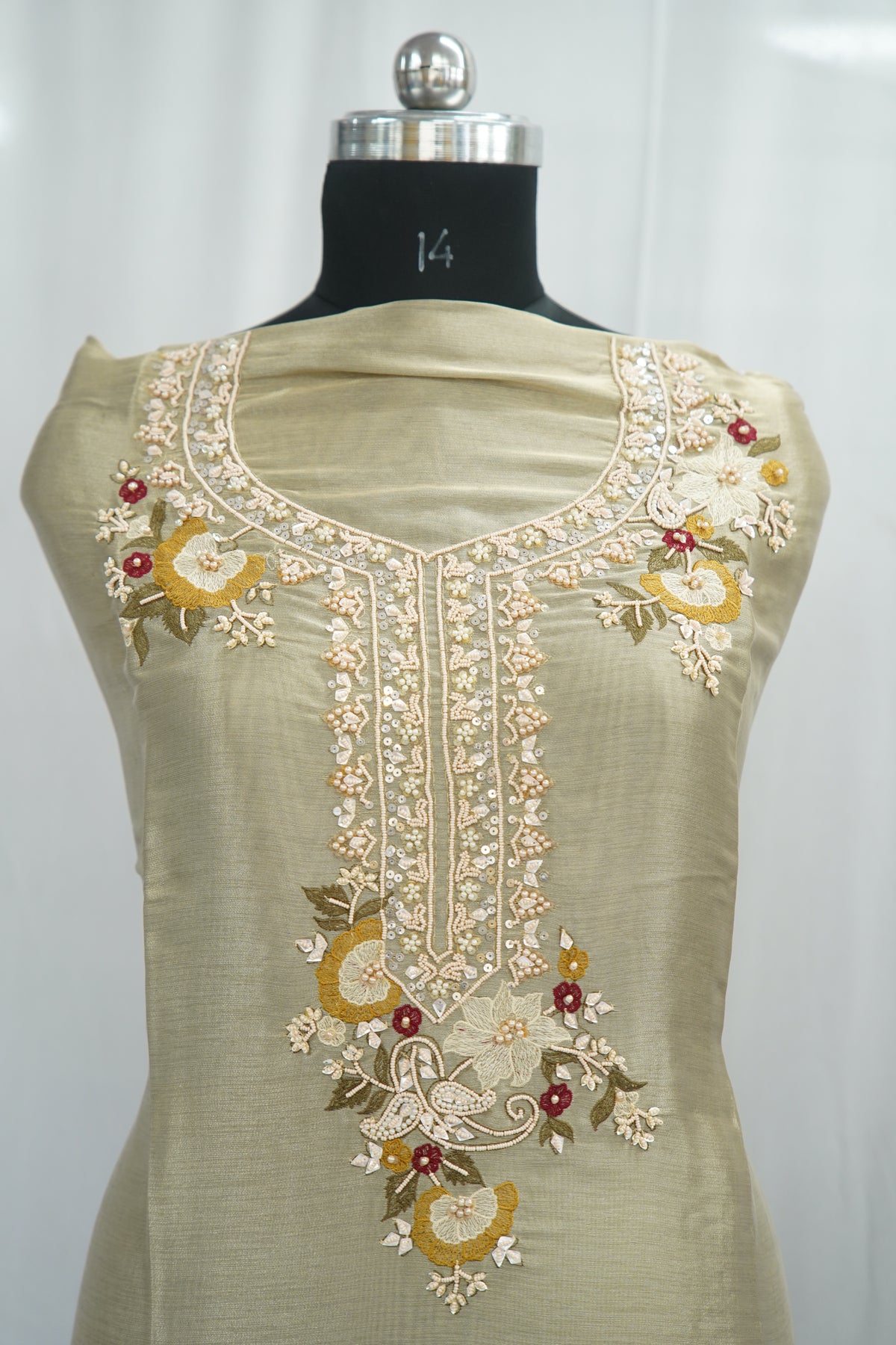 Jiraff silk shirt and dupatta, bottom Upada silk , thread work with hand work