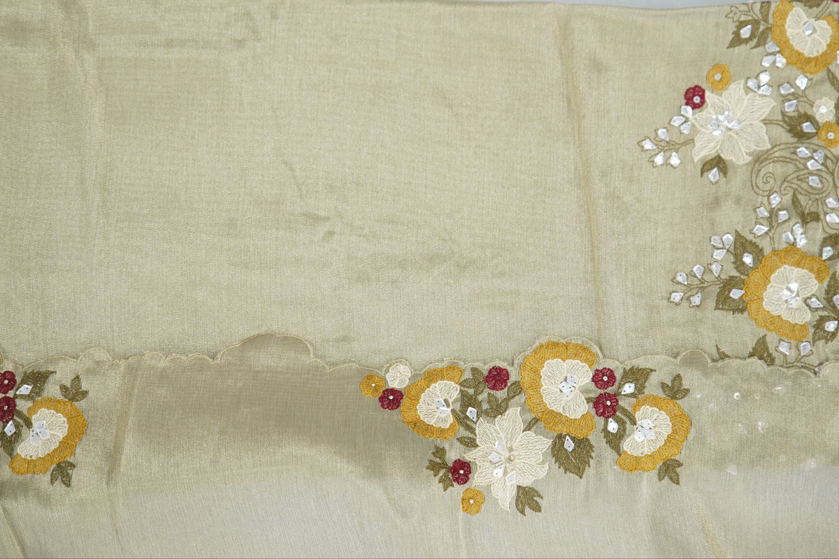 Jiraff silk shirt and dupatta, bottom Upada silk , thread work with hand work