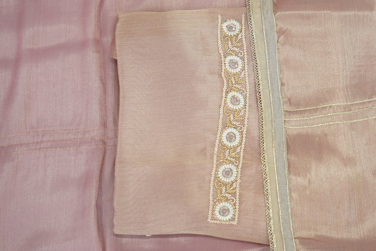 Tulfi silk top and dupatta, Upada silk bottom, dupatta embroidery and hand work with 3D flower