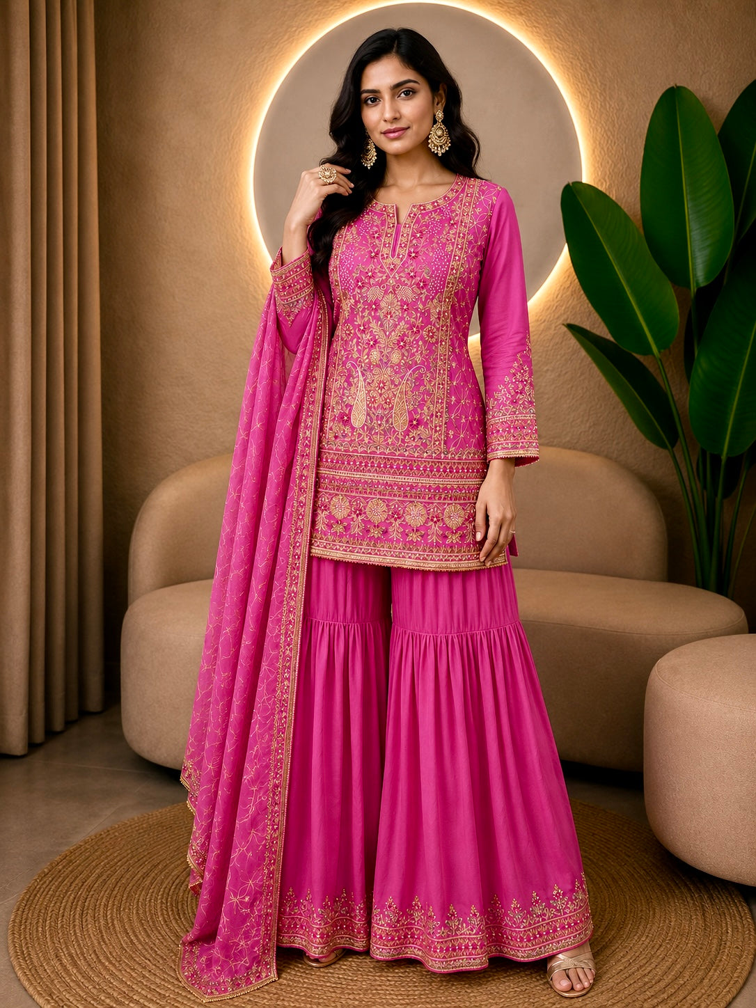 Embroidered Georgette Sharara Suit
