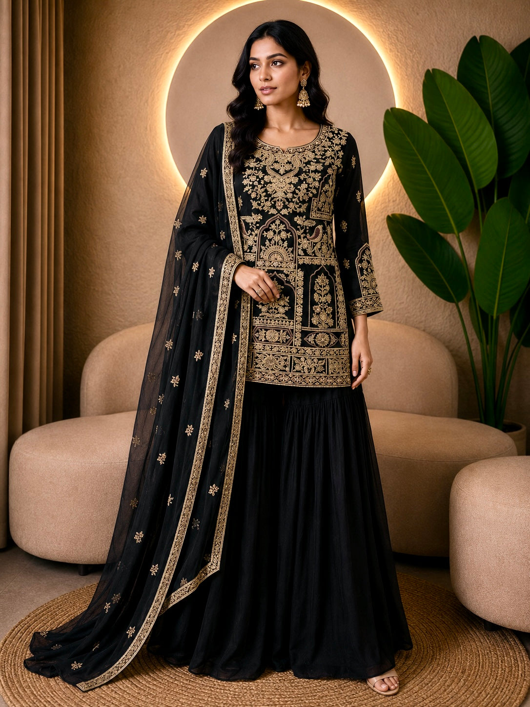 Embroidered Georgette Sharara Suit