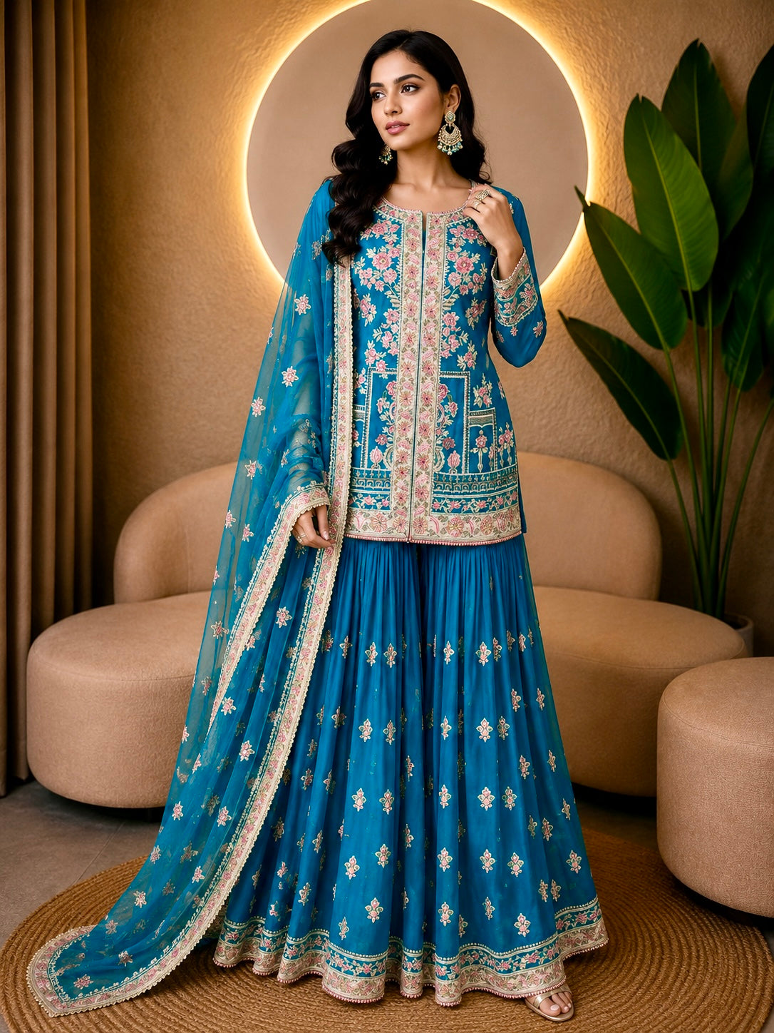 Embroidered Georgette Sharara Set