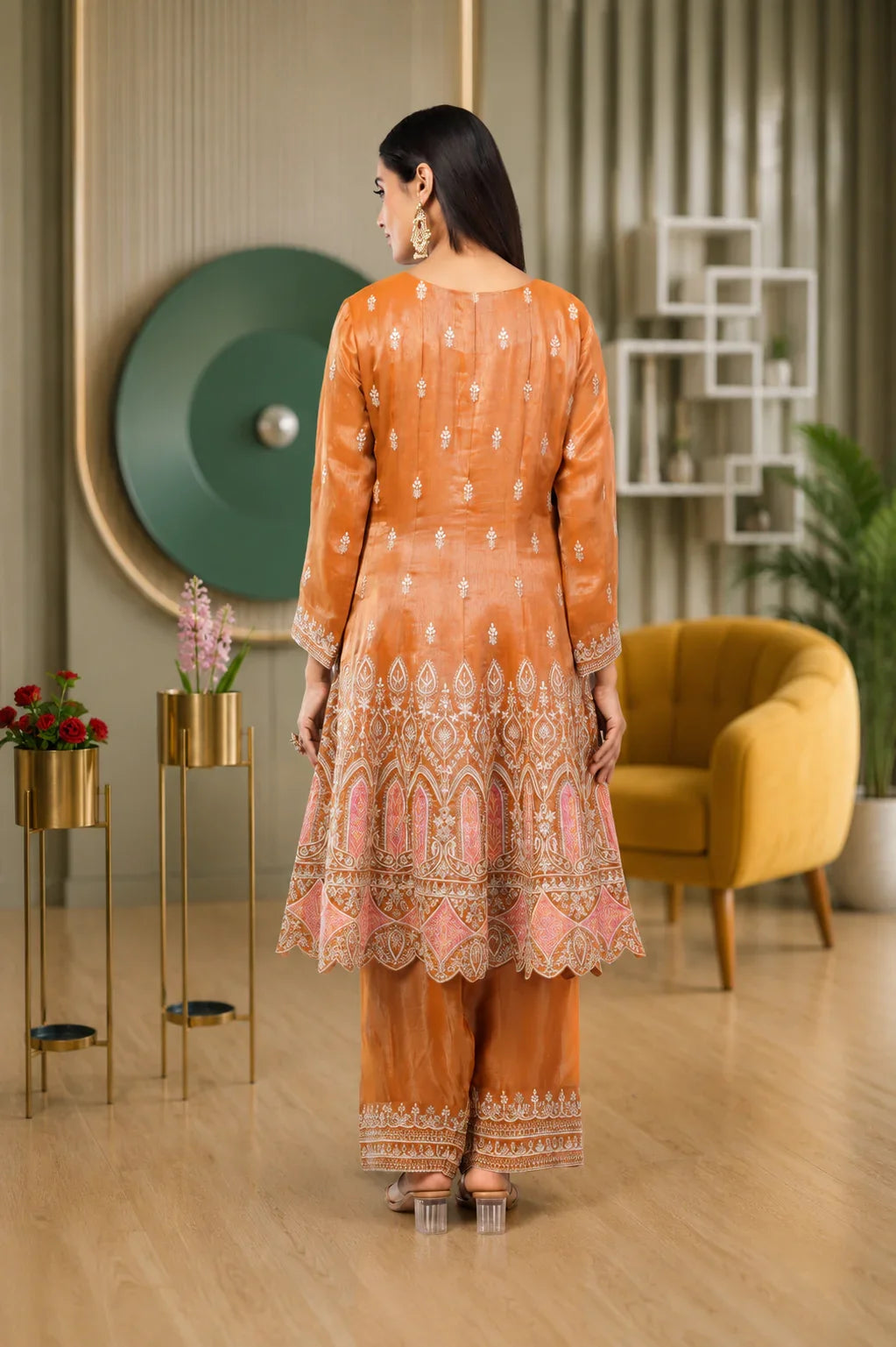 Embroidered Georgette Palazzo Set