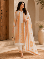 Pure Banarasi Mul set with hand-brushed dupatta and elegant hand & machine detailing