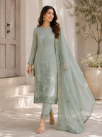 Pure Banarasi Mul set with elegant hand & machine detailing