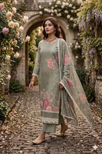 Pure Banarasi MUL set with hand-brushed dupatta and fine hand & machine detailing