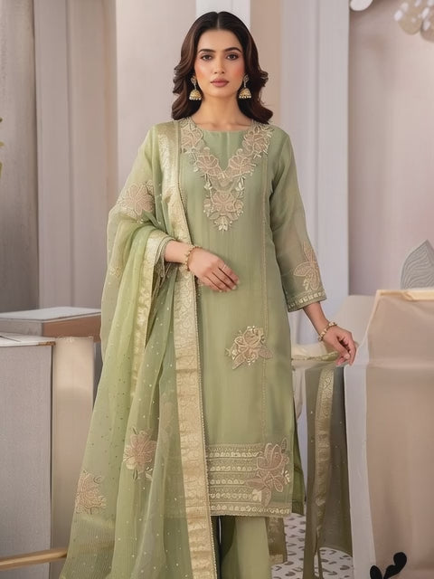 Tissue Silk Embroidery Shirt and Banarasi Dupatta