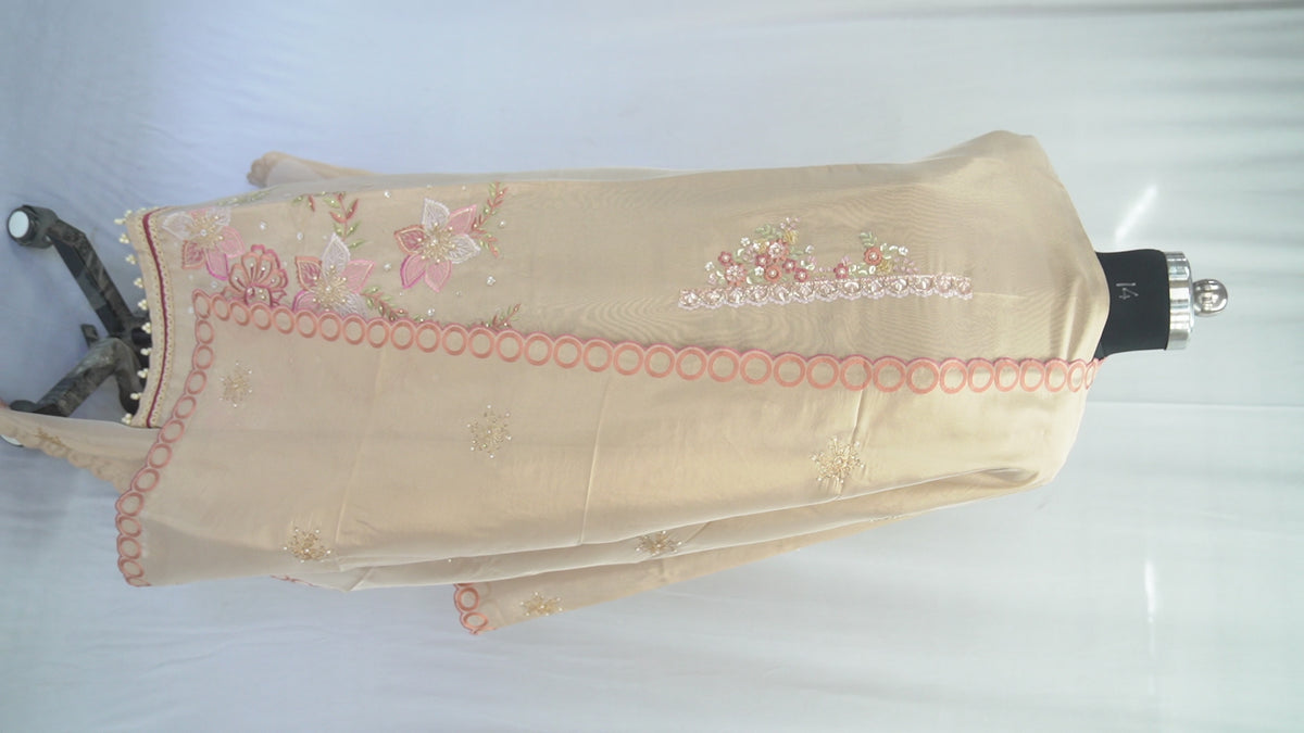 Tulfi silk top and dupatta, Upada silk bottom, thread cutwork dupatta embroidery and hand work