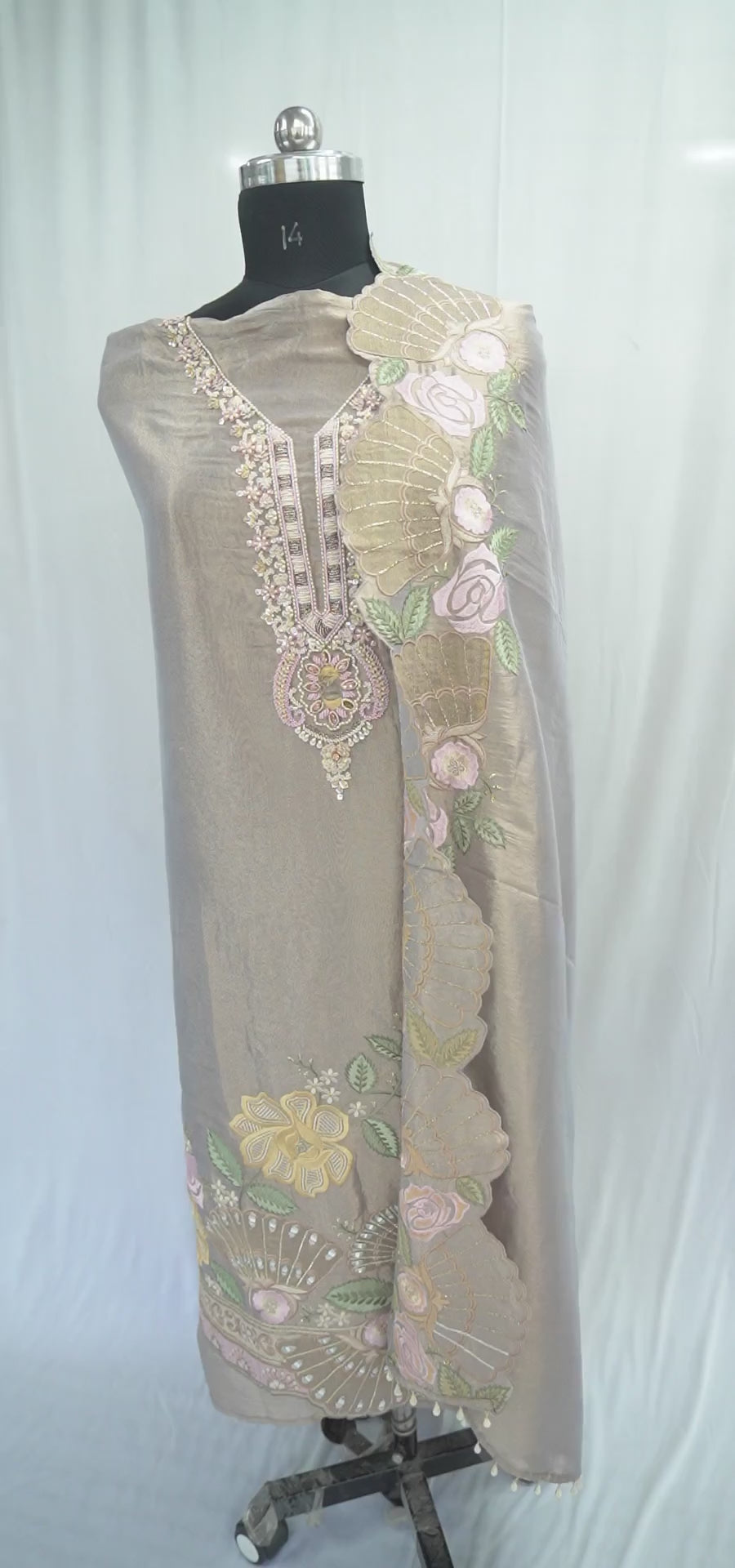 Tulfi silk top and dupatta, Upada silk bottom, embroidery thread work and beads work